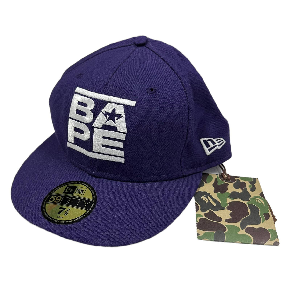 Bape x New Era Hat 7 7/8 63cm PURPLE WHITE Brand New