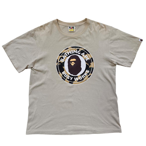 XL Bape Yellow Camo Circle Logo Sand Tee