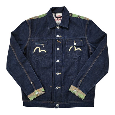 L Evisu Denim Jacket Small Wings Camo Shoulders