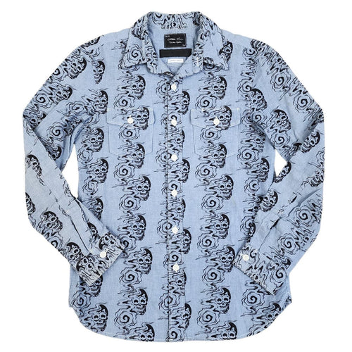 Number (N)ine Tee L/S Button Up AOP Skull Clouds BLUE Archive