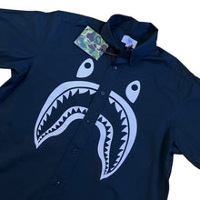 Load image into Gallery viewer, L Bape Shark Face Short Sleeve Button Up Black