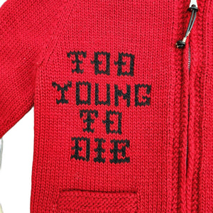 S Hysteric Glamour Zip Up Knit Sweater Too Young To Die RED