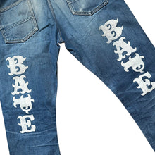 Load image into Gallery viewer, 32" Waist M Bape Spellout Print Jeans Distressed