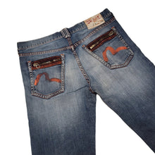 Load image into Gallery viewer, 32x29 Evisu Jeans Small Wings Zip Pockets Denim ORANGE