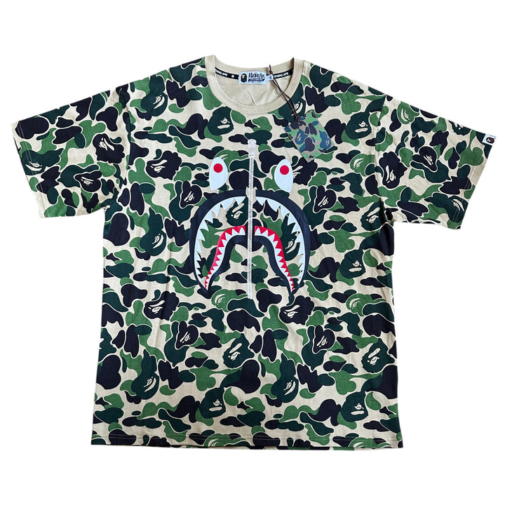 XXL Brand New Bape Shark Face Green Camo Tee