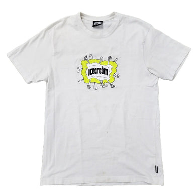 L Ice Cream Tee Cartoon Explosion WHITE NEON