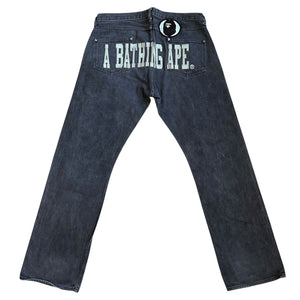 34" Waist L Bape Spellout Patch Charcoal Jeans