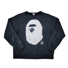 Load image into Gallery viewer, L Bape Crewneck Big Ape Head OG Nigo Era BLACK WHITE