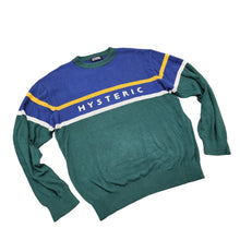 Load image into Gallery viewer, L Hysteric Glamour Sweater Stripe Logo BLUE GREEN