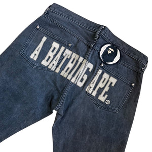 34" Waist L Bape Spellout Patch Charcoal Jeans