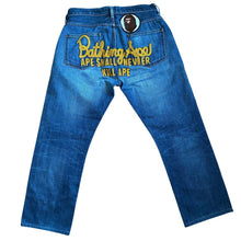 Load image into Gallery viewer, 32" x 32" M Bape Champion Embroidered Light Wash Jeans