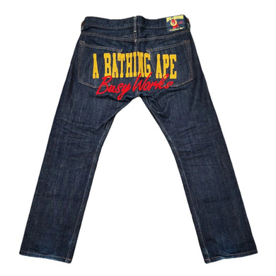 S Bape Jeans ABA Busy Works Raw Denim GOLD RED