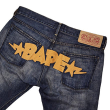 Load image into Gallery viewer, M Bape Jeans BAPE STAS Embroidered Gold Wash Denim