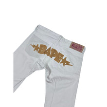 Load image into Gallery viewer, M 32&quot; x 32&quot; Bape Embroidered White Denim Straight