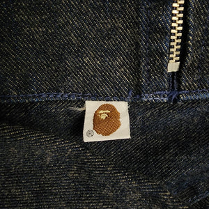 L Bape Champion Logo Embroidered Selvedge Denim JAcket