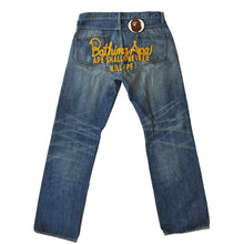 Load image into Gallery viewer, L Bape Jeans Champion Logo Big Ape Patch Denim LIGHT WASH GOLD