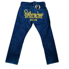Load image into Gallery viewer, 32" x 32" M OG Bape Champion Embroidered Dark Wash Jeans