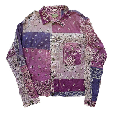 XXL(5) Kapital Tee Gauze Bandana Patchwork Shirt Jacket PURPLE