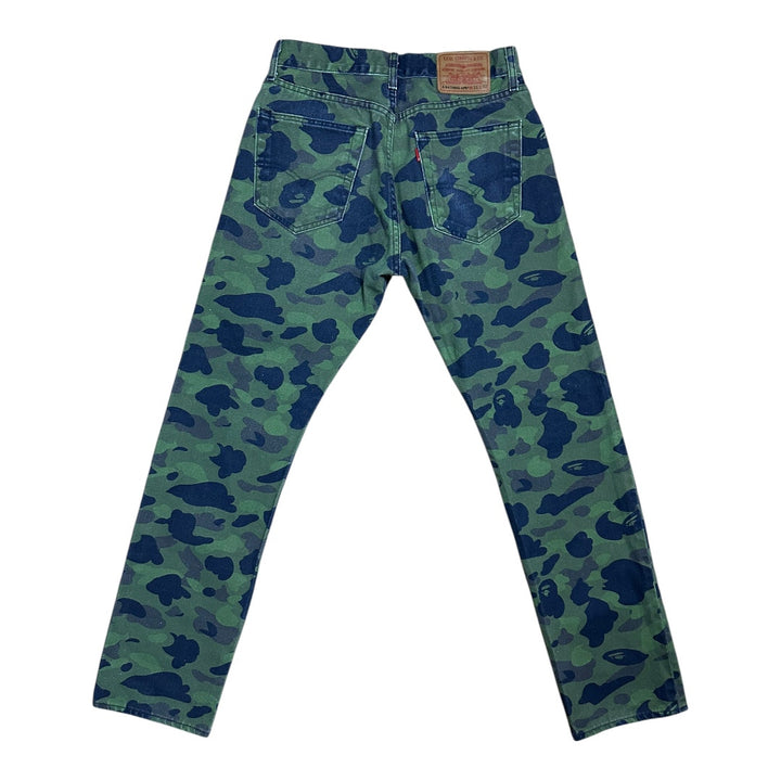 31" X 32" Bape Levis Green Camo Print Denim Jeans