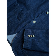 Load image into Gallery viewer, L Bape Champion Embroidered Dark Wash denim blazer.