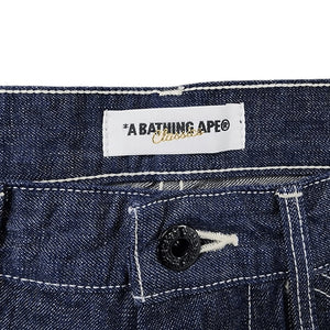 M Bape Jean Shorts White Stitching Boot-Cut Denim