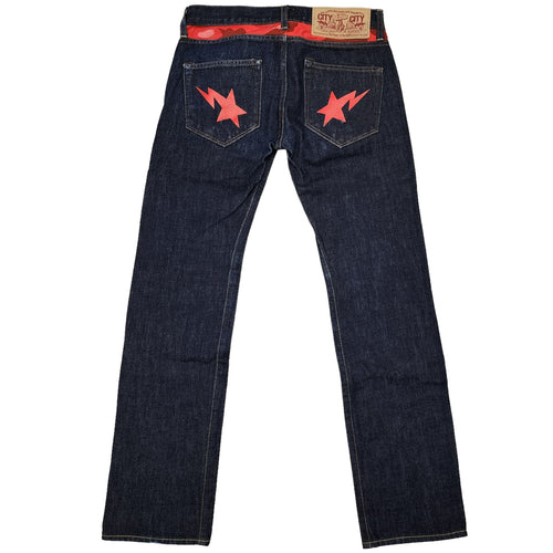 XXS Bape Jeans W Camo Waistband Double Sta RED Denim Archive