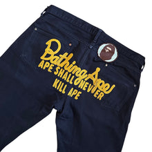 Load image into Gallery viewer, 34&quot; Waist L Bape Cropped Black Jeans Champion Embroidered