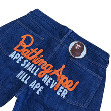 Load image into Gallery viewer, L 34 Waist Bape Jean Shorts Wrangler Champion Logo Embroidered