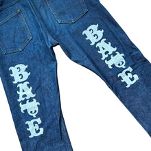 Load image into Gallery viewer, 32" Waist M Bape Spellout Print Jeans Dark Rinse