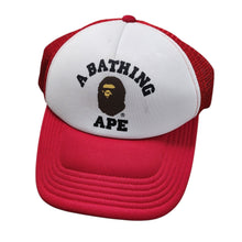 Load image into Gallery viewer, Bape Trucker Hat College Logo RED