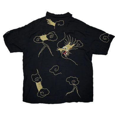 XL KAPITAL Tee Button Up Dragon in the Clouds GOLD BLACK