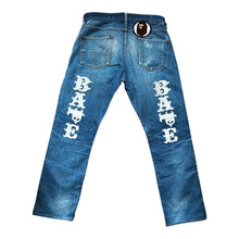 Load image into Gallery viewer, 32" Waist M Bape Spellout Print Jeans Distressed
