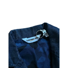 Load image into Gallery viewer, L Bape Champion Embroidered Dark Wash denim blazer.