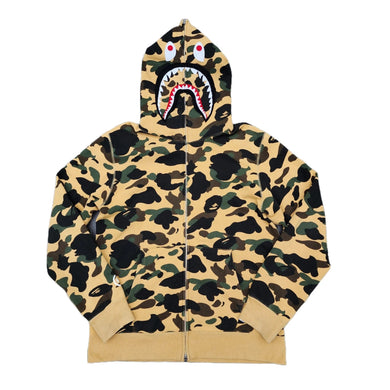 XL Bape Hoodie 1st Camo Shark Face WGM YELLOW