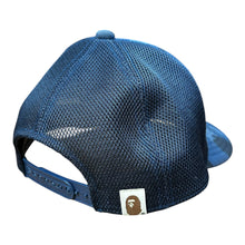 Load image into Gallery viewer, Bape Blue Camo College Logo Trucker Hat