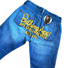 Load image into Gallery viewer, 32" x 32" M Bape Champion Embroidered Light Wash Jeans