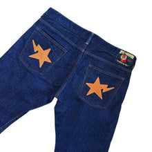 Load image into Gallery viewer, 34&quot; Waist L Bape Embroidered Double Star Dark Jeans