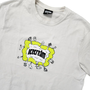 L Ice Cream Tee Cartoon Explosion WHITE NEON