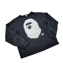 Load image into Gallery viewer, L Bape Crewneck Big Ape Head OG Nigo Era BLACK WHITE