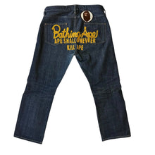 Load image into Gallery viewer, M Bape Jeans Champion Logo Ape Head Denim GOLD