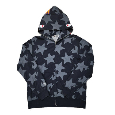 3XL Bape Shark Hoodie Full Zip AOP Stas BLACK GREY