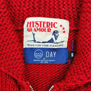 S Hysteric Glamour Zip Up Knit Sweater Too Young To Die RED