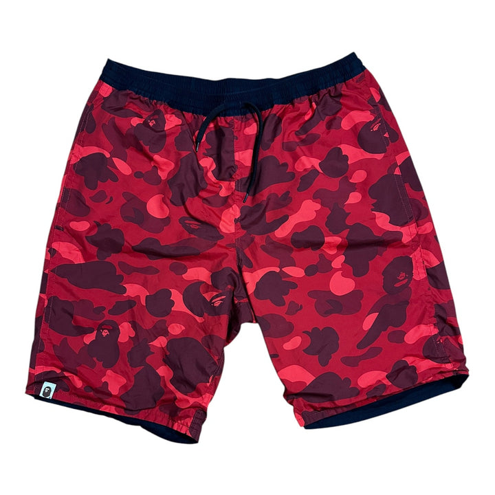 38" Waist XXL Bape Red Camo Reversible College Logo Shorts