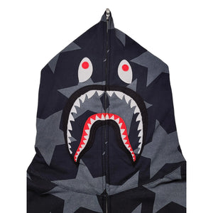 3XL Bape Shark Hoodie Full Zip AOP Stas BLACK GREY