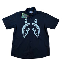 Load image into Gallery viewer, L Bape Shark Face Short Sleeve Button Up Black