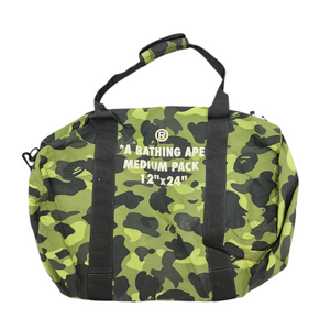 Bape Green Camo Nylon Duffle Bag Medium Pack 12” x 24”