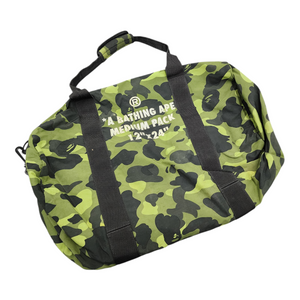 Bape Green Camo Nylon Duffle Bag Medium Pack 12” x 24”