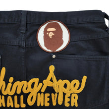 Load image into Gallery viewer, M Bape Jeans Champion Logo Ape Head Denim BLACK GOLD