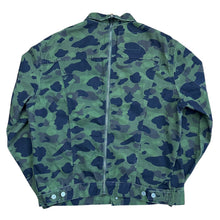 Load image into Gallery viewer, L Levi's® X Bape Denim Green Camo Trucker Jacket