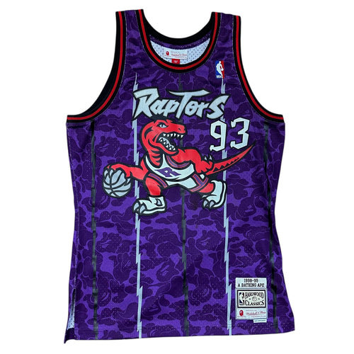 M Bape Toronto Raptors Throwback Purple Basketball Jersey